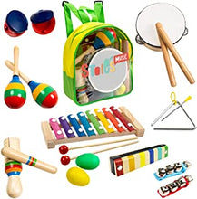 Stoie's Baby Musical Instruments for Toddlers [3-12 year old] - 19 pcs Music Wooden Instruments - Percussion Musical Toys - Kids Musical Instruments Kit with Xylophone & Tambourine for 1-st Mini Band