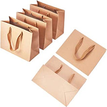 PandaHall 10pcs Christmas Gift Bags, Kraft Paper Gift Bag Brown Large Paper Pouches Plain Gift Shopping Bags with Handle for Christmas, Wedding, Birthday, Hen Party, 22x18x10cm/8.5x7x4"