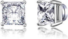 Men's Silver Plated Square Magnetic Clip On Stud Earrings Created with Zircondia® Crystals