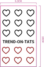 TREND ON TATS hearts tattoo, temporary tattoos for men women kids, 15 heart tattoos, mini hearts temporary tattoo