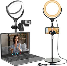 Ring Light with Stand, Desktop Ring Light with Phone Holder for Laptop/Video Conferencing/webcam Lighting/Zoom Meetings, 8" Selfie Ring Light for Makeup/Live Streaming/YouTube/Tiktok (black)