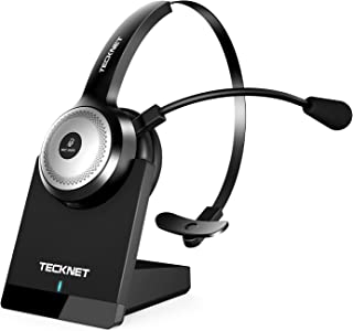 TECKNET Wireless Headset with Microphone Noise Cancelling, Bluetooth 5.0 Headphones