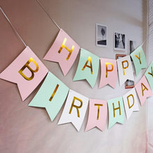 EACHHAHA Happy Birthday Banner,Birthday decorations,Pastel Birthday Bunting Pink,Perfect for Girls Boys 1st 18th 21st 30th Any Ages Birthday Party Decorations(Pink white green)