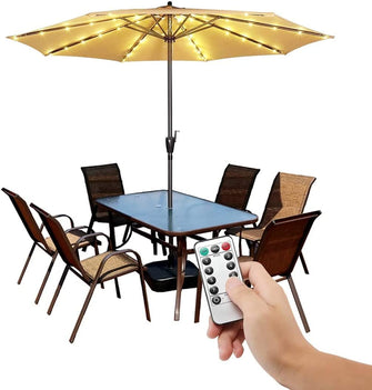 Parasol Lights Patio Umbrella Lights Cordless String Lights with Remote Control 8 Mode LED Umbrella Pole Light Battery Operated Waterproof for Umbrella Outdoor Garden Decoration