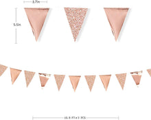 30 Feet Double Sided Glitter Paper Triangle Flag Bunting Pennant Banner for Birthday Holiday Wedding Anniversary Bridal Shower Hen Party Theme Party Supplies DecorationsGlitter+Metallic Rose Gold)