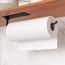 Black Kitchen Roll Holder Under Cabinet,Stainless Steel Paper Towel Holder for Kitchen Self-Adhesive Wall Mounted Paper Towel Rack, Suitable for Pantry, Kitchen,Bathroom