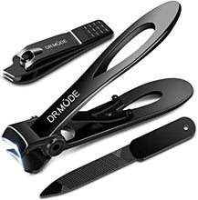 Nail Clippers - DRMODE 15mm Wide Jaw Opening Stainless Steel Fingernail and Toenail Clippers for Thick Nail with Nail File, Slant Edge Cutter for Seniors & Men & Women Big Set