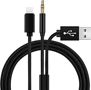 Aux Cable for iPhone in Car, YCTech Braided Nylon 3.5mm Jack Audio Aux 2-in-1 USB Charging Cable for iPhone 14 13 12 11 Pro Max Mini XS XR X 8 7 6 Plus for Car Stereo Transfer Music (1M)