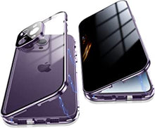 Anti Peeping Case for iPhone 14 Pro Max, Jonwelsy 360 Degree Front and Back Privacy Tempered Glass Cover, Anti SPY Screen, Anti Peep Magnetic Adsorption Metal Bumper for iPhone 14 Pro Max (Purple)