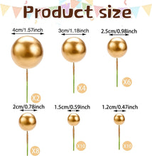 40 Pcs Round Ball Cake Toppers, Gold Mini Foam Ballon Cupcake Topper DIY Cake Insert Topper Bakeware Decorating Topper Sticks for Christmas Party Wedding Supplies Baby Shower Decor