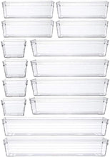 14 Pcs Clear Plastic Drawer Organiser Trays Desk Versatile Kitchen Drawer Organiser Storage Tray for Makeup Bedroom Office