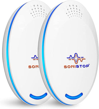 SONICSTOP Ultrasonic Pest Repeller Plug-in 2 Pack. Powerful Electronic Repellent for Mice, Rats, Spiders, Mosquito. Repellent with Wide Oscillating Frequency Range from 25-85kHz For Maximum Control