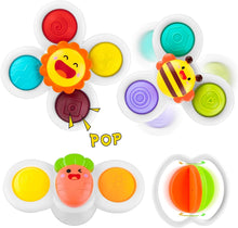 Sirecal Suction Cup Spinner Toys, Baby Bath Toys with Suction Cup Silicone Flipping Board, Baby Sensory Spinner Toy Release Anxiety Travel Toys, for Toddler Boy Girl, 4PCS