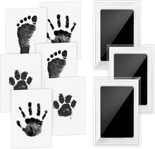 Norjews Baby Handprint and Footprint Ink Kit, 3 x Baby Handprint Ink Pads with Clean-Touch, 6 x Imprint Cards, Pet Paw Print, Inkless Print Kit Safe Non Toxic for Baby Hand and Feet, Family Keepsake