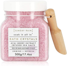 Sunday Rain Luxury Nourishing Bath Crystals, Vegan & Cruelty-Free with Vitamin Rich Acai Berry Extract & Natural Sea Salts, 500g