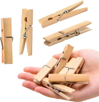 Clothes Pegs Pack of 80 Washing Pegs Heavy Duty Spring Bamboo Laundry Pegs for Washing Lines Laundry Pegs for Arts & Crafts/Card/Pictures Holders Hanging,Non Slip Laundry Pegs Fits Any Clothesline