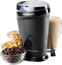 Andrew James Electric Coffee Grinder, Seed, Bean, Nuts, Fine Spice Grinders, Black or Red, 70g, 150W, Includes Cleaning Brush (Black)