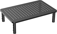 HUANUO Monitor Stand Riser - 3 Height Adjustable Monitor Stand Ergonomic Metal Monitor Riser Stand with Mesh Platform for Laptop, Computer, PC, Printer up to 20KG