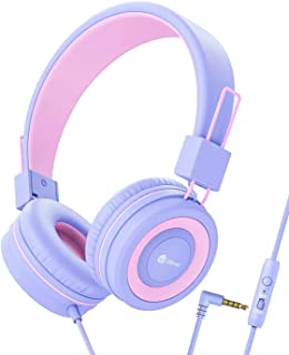 iClever Kids Headphones, Children Headphone Wired On Ear, 85/94dB Volume Limited, Adjustable Headband, Stereo Sound, Foldable, Child Earphones for School/Travel
