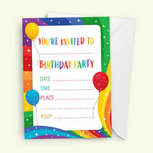 Kirsten McMillan 32 Rainbow Birthday Party Invitations with Envelopes - Pack of 32 A6 Kids Invites for Boys and Girls - Designed and Printed in the UK