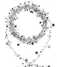 VEYLIN 25ft Star Shaped Tinsel Wire Garland for Christmas Trees Decoration ( Silver )