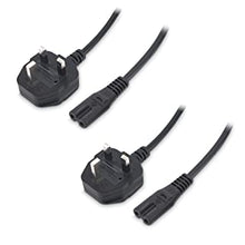 Cable Matters 2-Pack figure 8 power lead (2 pin power cable) 2m, UK Power Cable Compatible with Samsung LG Sony Insignia TCL Sharp Toshiba Hisense TV PS4 PS5, Non-Polarized (UK BS 1363 to IEC C7) - 2m