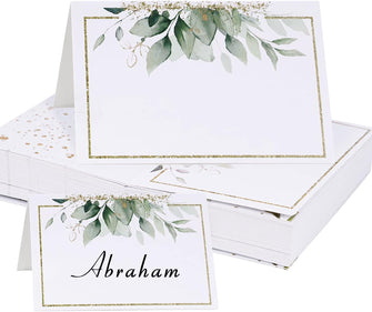 50pcs Wedding Place Cards Leaves Table Seating Cards Paper Tented Wedding Name Cards for Table Setting Birthday Dinner Christmas Party