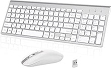 Wireless Keyboard Mouse Combo, cimetech 2.4G Ultra-Thin Keyboard and Mouse Set with Sleek Ergonomic Silent Design & Stable Connection for Windows PC Laptop Computer (QWERTY UK Layout, Silver White)