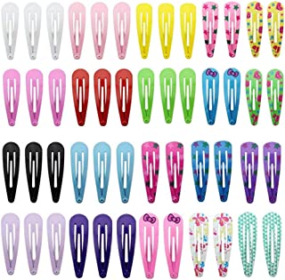 TRIXES 50PC Hair Clips Slides - Snap Hair Clip Metal – Girls Hair Clips Beauty Hair Accessory – Kids Girls - Assorted Colours - 50mm