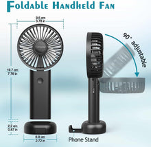 Timiyou Handheld Fan, Portable Hand Held Fan with 3 Speed, Mini Hand Fan 3000mAh Battery Operated, USB Rechargeable Foldable Desk Fan for Travel Camping Home Office