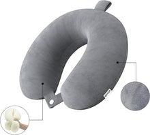 Travel Pillow Memory Foam Neck Pillow Lightweight Quick Pack for Airplane Train Car Travel Camping Neck Support Pillow (Dark Grey)