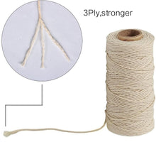 Tenn Well Butchers String, 3Ply 100m Strong Cotton Kitchen Twine Food Safe Oven Cooking String for Meat Trussing Tying, Chicken Roasting and Sausage Making (Beige)