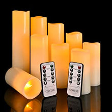 LED Candles OSHINE Flameless Candles (H 4"5" 6"7" 8"9") Set of 9 Real Wax Pillar Flickering Battery Candles With10-key Remote Control Timer 300 Hours(Not Included Batteries)