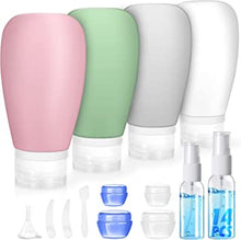 YOGINGO 14Pack 90ml Silicone Travel Bottles for Toiletries，Leak Proof Refillable Cosmetic Container Kits for Hotel/Gym/Travel/Bathroom， Squeezable Travel Accessories for Shampoo Body Wash Liquids