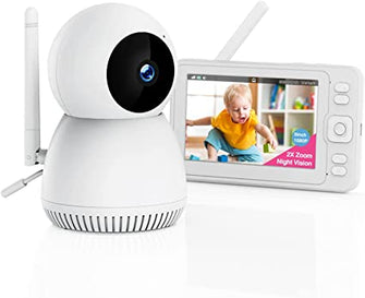 CAMWORLD Baby Monitor with Camera and Audio 5 inch 720P HD Display 1080P Camera 3600mAh Long Battery Night Vision No WiFi 2-Way Talk 1000ft Range Remote Pan & Tilt