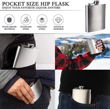 PXRLMYF 2Pcs 7oz Hip Flask,Stainless Steel Pocket Whiskey Flask Flagon Portable Pocket Hip Flask for Climbing Camping Barbecue Bar Party Drinker, Silver,19.5x13x2.5cm,A014