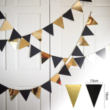 Happy Birthday Decorations Kit with Black Gold Happy Birthday Banner, Triangle Flag Bunting Banner and Confetti Latex Balloons for Men Women Girls and Boys Party Decoration Birthday Party Supplies