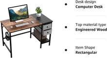HOMIDEC Computer Desk, Office Work Desk for student and worker, Writing Desk with drawer and Headphone Hook, Laptop Table with shelves, Modern Style Desks for Bedroom, Home, Office(100x50x75cm)