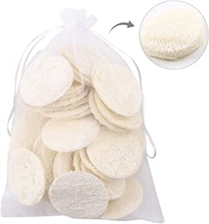 40 Pcs Exfoliating Loofah,Natural Loofah Pads Scrubbing Sponges,Reusable Makeup Removal Face Pads Loofah For Men & Women Face Brush Cleanser And Massager Body Wash And Bath Scrubber,With Travel Bag