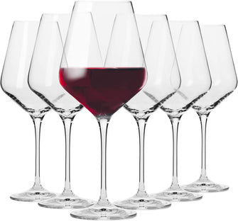 Krosno Large Red Wine Glasses Set of 6  490 ML  Avant-Garde Collection  Big Crystal Wine Glasses, Wine Tasting Set, White Wine Glasses  Flat Bottom Wine Glasses  Dishwasher Safe Wine Glass