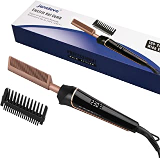 Hot Comb for Wigs, Afro Hair ,230℃ Electric Heat Pressing Comb,Hot Comb Straightener,80-230℃ Adjustable Temperature, LCD Display with Anti-Scald Hood and Gloves