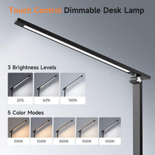 One Fire LED Desk Lamp,15 Modes LED Desk Light,LED Lamp,Dimmable Reading Lamp,500 Lumen Desk Lamps Office,Adjustable LED Table Lamp,Black Desk Lamps for Study Lamp,Reading Lamps for Bedside Table