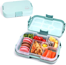 SGAONSN Kids Lunch Box, Bento Box for Kid with 6 Compartments, BPA Free Plastic Picnic Snack Salad Boxes Baby Bento Boxes(Blue)