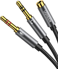 UGREEN Audio Splitter Cable 3.5mm Headphone and Microphone Splitter Cable, 20 CM.