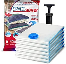 Spacesaver Premium Vacuum Storage Bags. 80% More Storage. Hand-Pump for Travel. Vacuum Sealer Bag with Double-Zip Seal and Triple Seal Turbo-Valve for Max Space Saving in a storage bag (Jumbo 6 Pack)