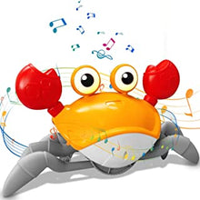 Bambebe Crawling Crab Toy with Light Up, Sensory Toys for 1 2 3 4+ Years Old Boys Girls, Interactive Baby Toys Electric with Automatic Sensing to Avoid Obstacles, Moving Crab Musical Toys for Baby