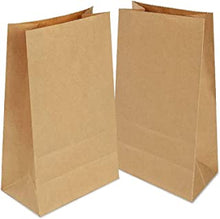 Gaoyong 100 Pieces Brown Paper Bags 12 x 7 x21.5 cm - 70 g./m2 with 100% Pure Kraft Paper for Grocery, Snack, Lunch, Birthday, Xmas Party Supplier and Wedding