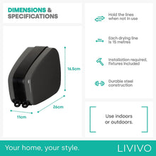 LIVIVO Retractable Dual Reel Washing Line - 30m Indoor Outdoor Extendable Laundry Clothesline