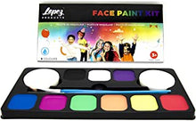 Lopez Products Face Paint Palette 9 Colours + 24 Stencils Set Water based Safe For Kids Face painting Washable Face & Body for Birthday parties Carnival Halloween Holiday Makeup Set Non-toxic