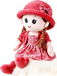 Adorable Baby Girl Rag Doll Soft Cuddly Ragdoll Princess Doll with Removable Dress & Hat Soft Stuffed Plush Toy Dolls for Girls Age 0+, First Doll Baby Shower Present Girl Birthday Christening Gift